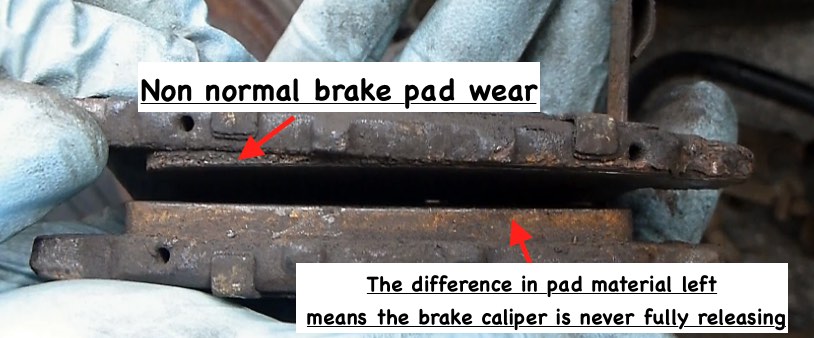 Brake pads worn two different levels stuck caliper slide pins how to stop brake squeal